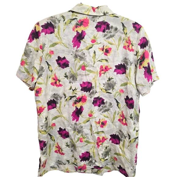 Soft Surroundings Jordan VTG 100% Linen Watercolor Floral Button Down Shirt M - Picture 2 of 9